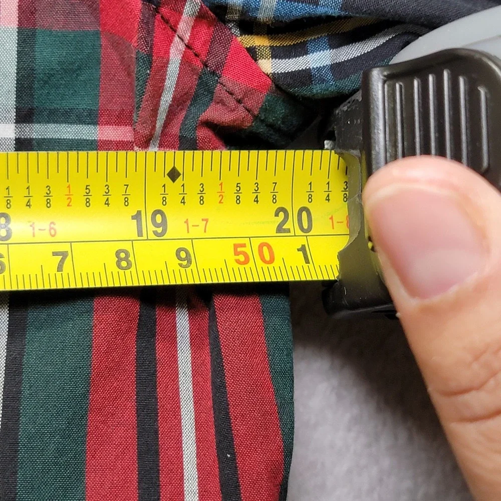 J. Crew Stretch Men Med Slim Untucked Shirt Button Down Green Red Plaid‎ Organic